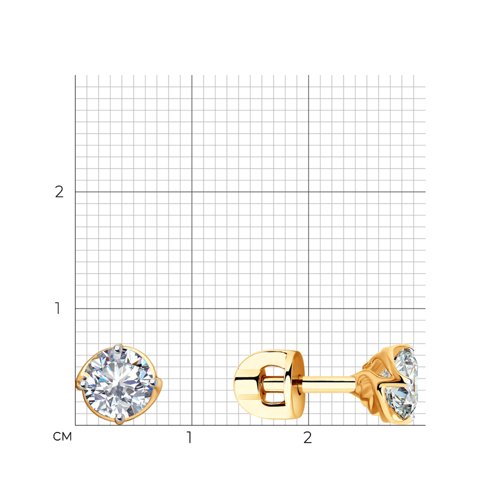 Cercei Pusete din aur roșu cu pietre Cubic Zirconia Incolor