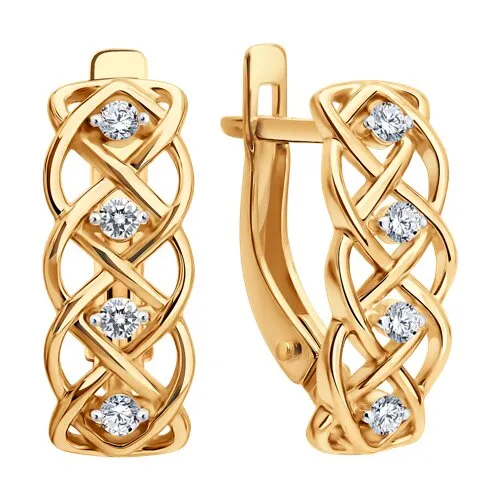 Cercei din aur roșu cu Cubic Zirconia Incolor