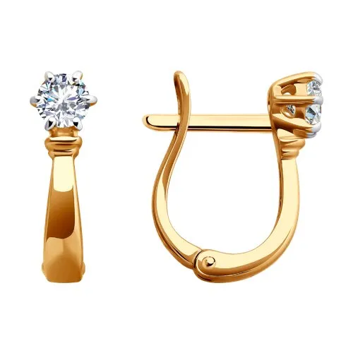 Cercei din aur roșu cu Cubic Zirconia Incolor