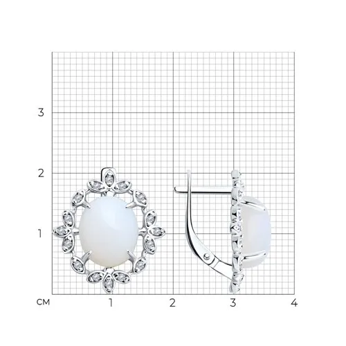 Cercei din argint cu Cubic Zirconia Incolor, Opalit