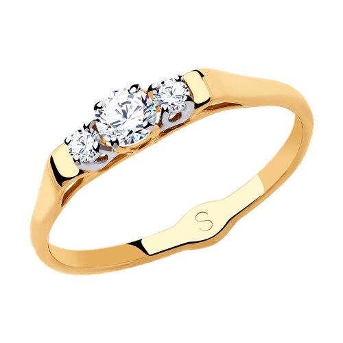 Кольцо из красного золота с камнями Фианит