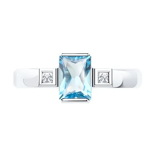 Inel din aur alb cu Cubic Zirconia Incolor, Topaz Swiss
