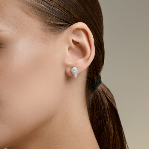 Cercei Pusete din aur alb cu pietre Diamant