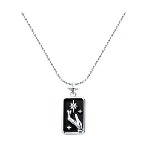 Colier din argint cu Cubic Zirconia Incolor, Emailare