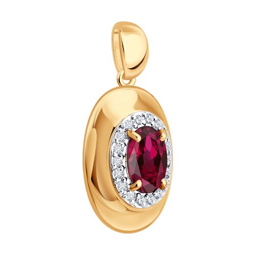 Pandantiv din aur roșu cu pietre Diamant, Rubin