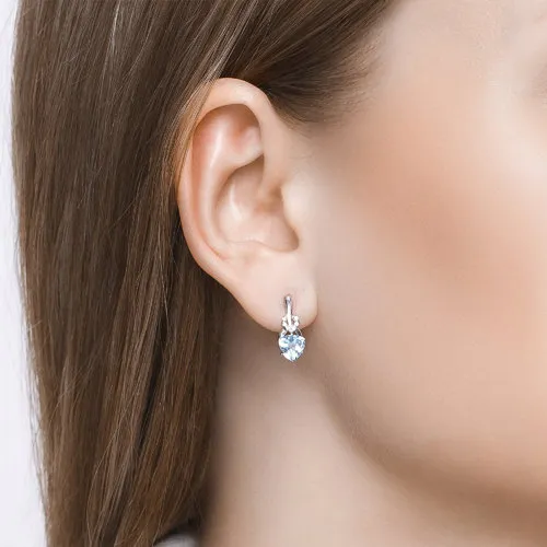 Cercei din argint cu Cubic Zirconia Incolor, Topaz albastru