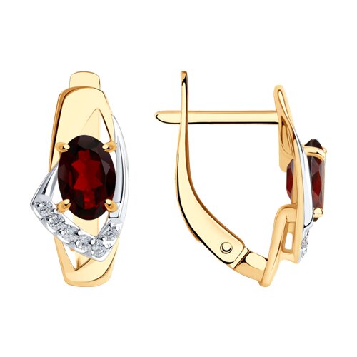 Cercei din aur roșu cu pietre Cubic Zirconia Incolor, Granat