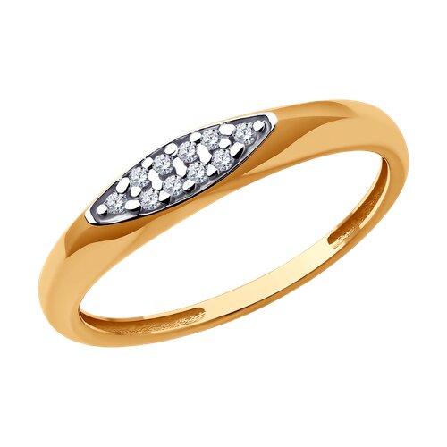 Кольцо из красного золота с камнями Фианит