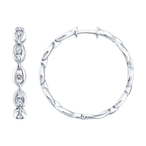 Cercei Creole din argint  cu pietre Cubic Zirconia Incolor