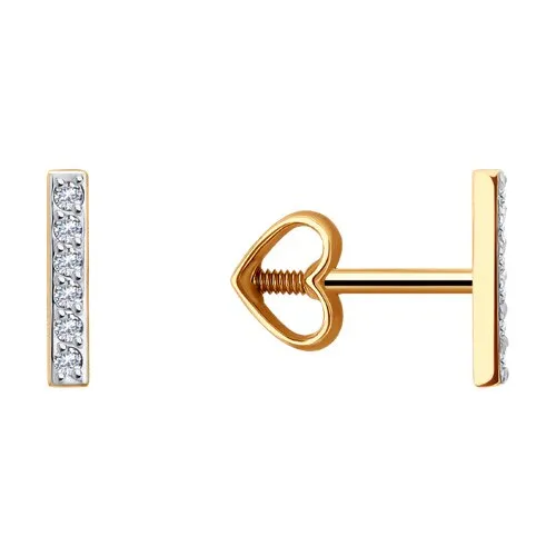 Cercei Pusete din aur roșu cu Cubic Zirconia Incolor