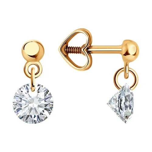 Cercei Pusete din aur roșu cu Cubic Zirconia Incolor