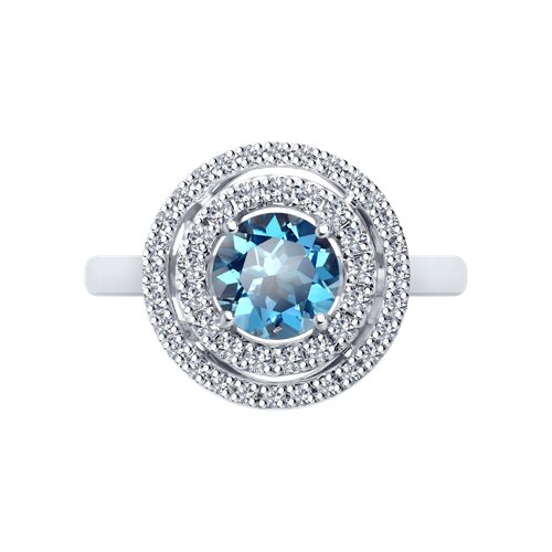 Inel din aur alb cu pietre Cubic Zirconia Incolor, Topaz Swiss