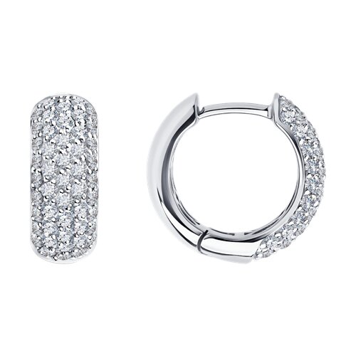 Cercei Creole din aur alb cu pietre Diamant
