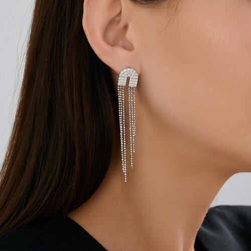 Cercei Pusete din argint  cu pietre Cubic Zirconia Incolor