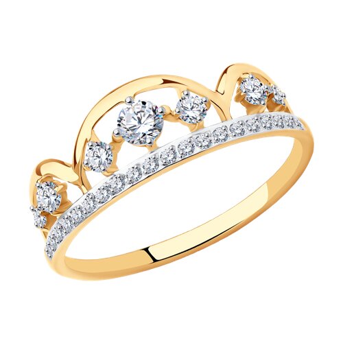Inel din aur roșu cu pietre Cubic Zirconia Incolor