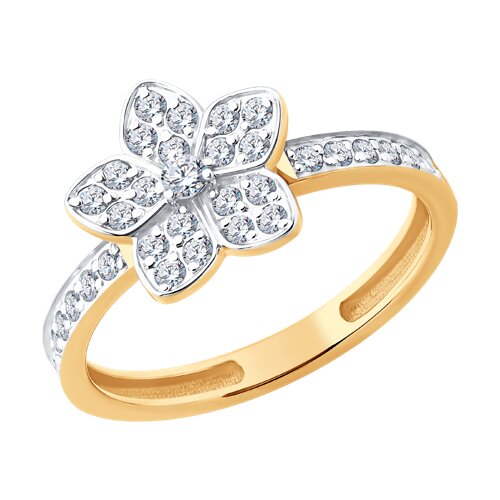 Inel din aur roșu cu pietre Cubic Zirconia Incolor