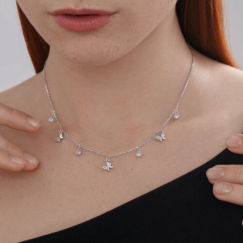Colier din argint  cu pietre Cubic Zirconia Incolor