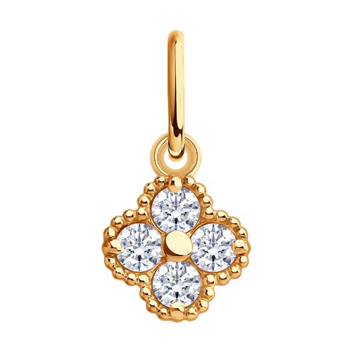 Pandantiv din aur roșu cu pietre Cubic Zirconia Incolor