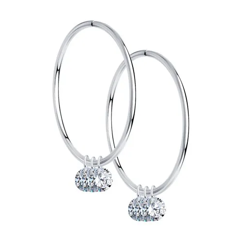 Cercei Creole din argint cu Cubic Zirconia Incolor