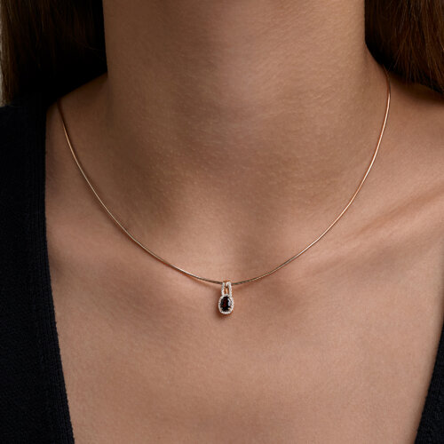 Подвеска из красного золота с камнями Фианит, Гранат