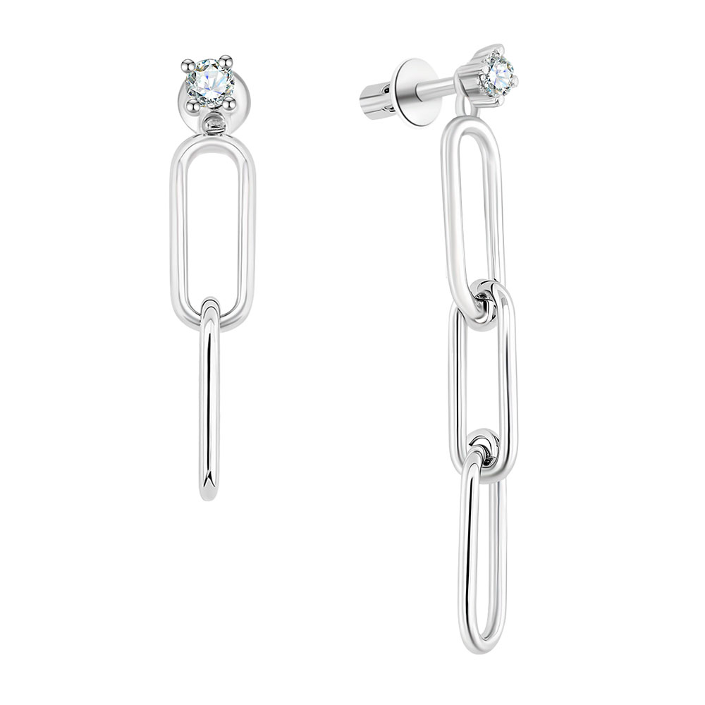 Cercei Pusete din aur alb cu pietre Diamant