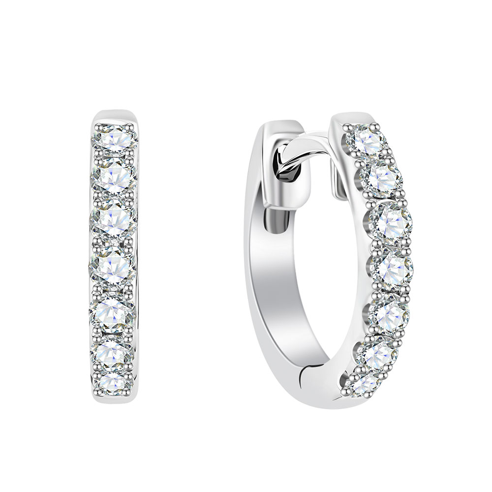 Серьги Конго из белого золота с камнями Бриллиант