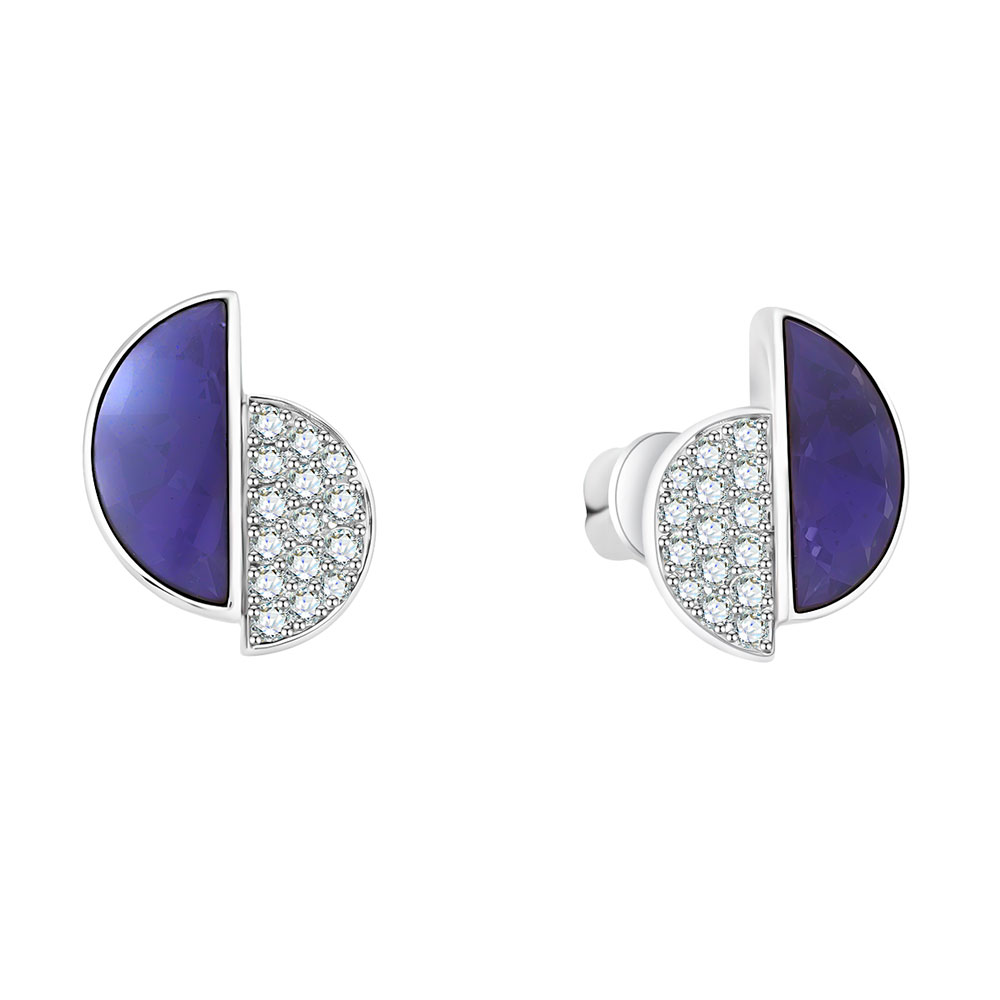 Cercei Pusete din aur alb cu pietre Diamant, Lazurit