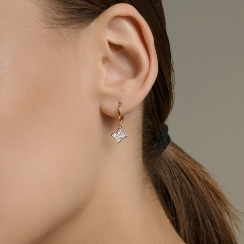 Серьги Конго из красного золота с камнями Фианит