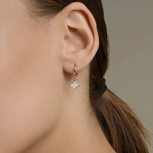 Cercei Creole din aur roșu cu Cubic Zirconia Incolor