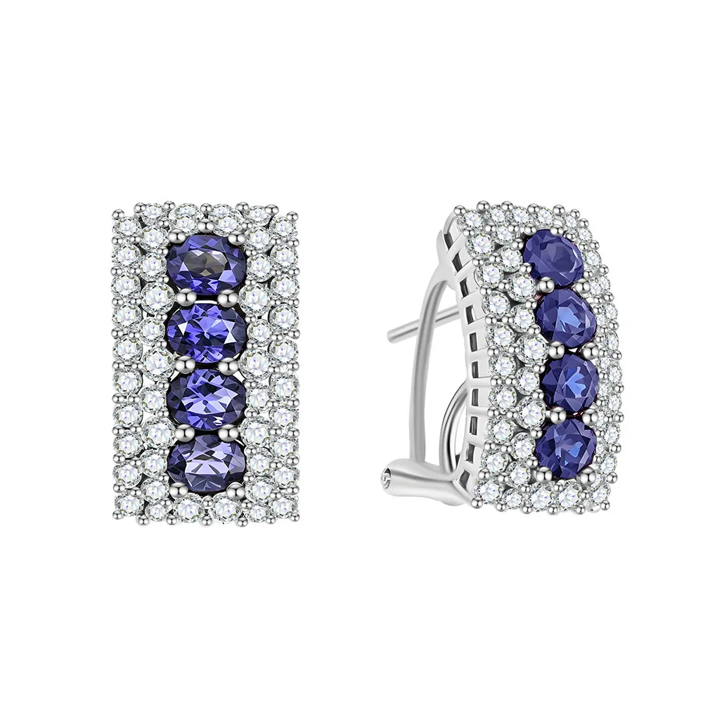 Cercei din aur alb cu Diamant, Safir