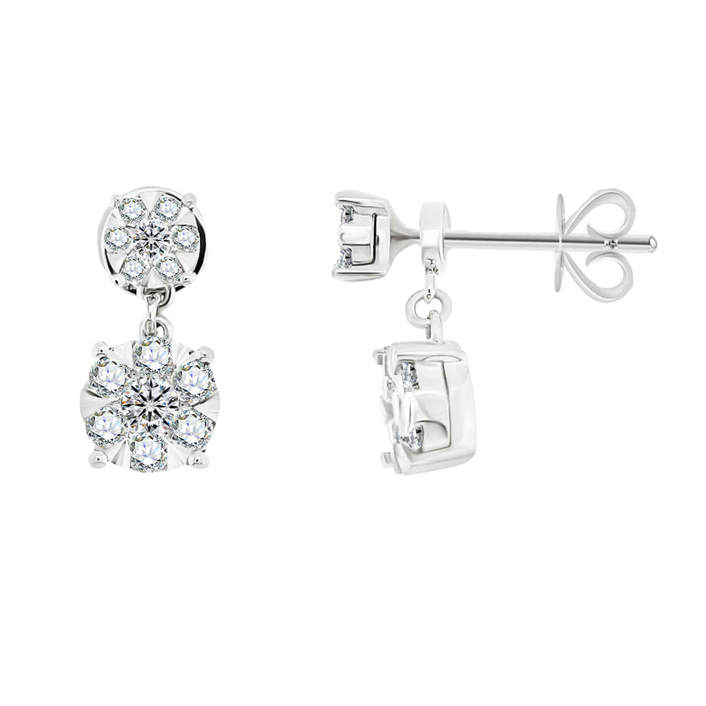Cercei Pusete din aur alb cu pietre Diamant