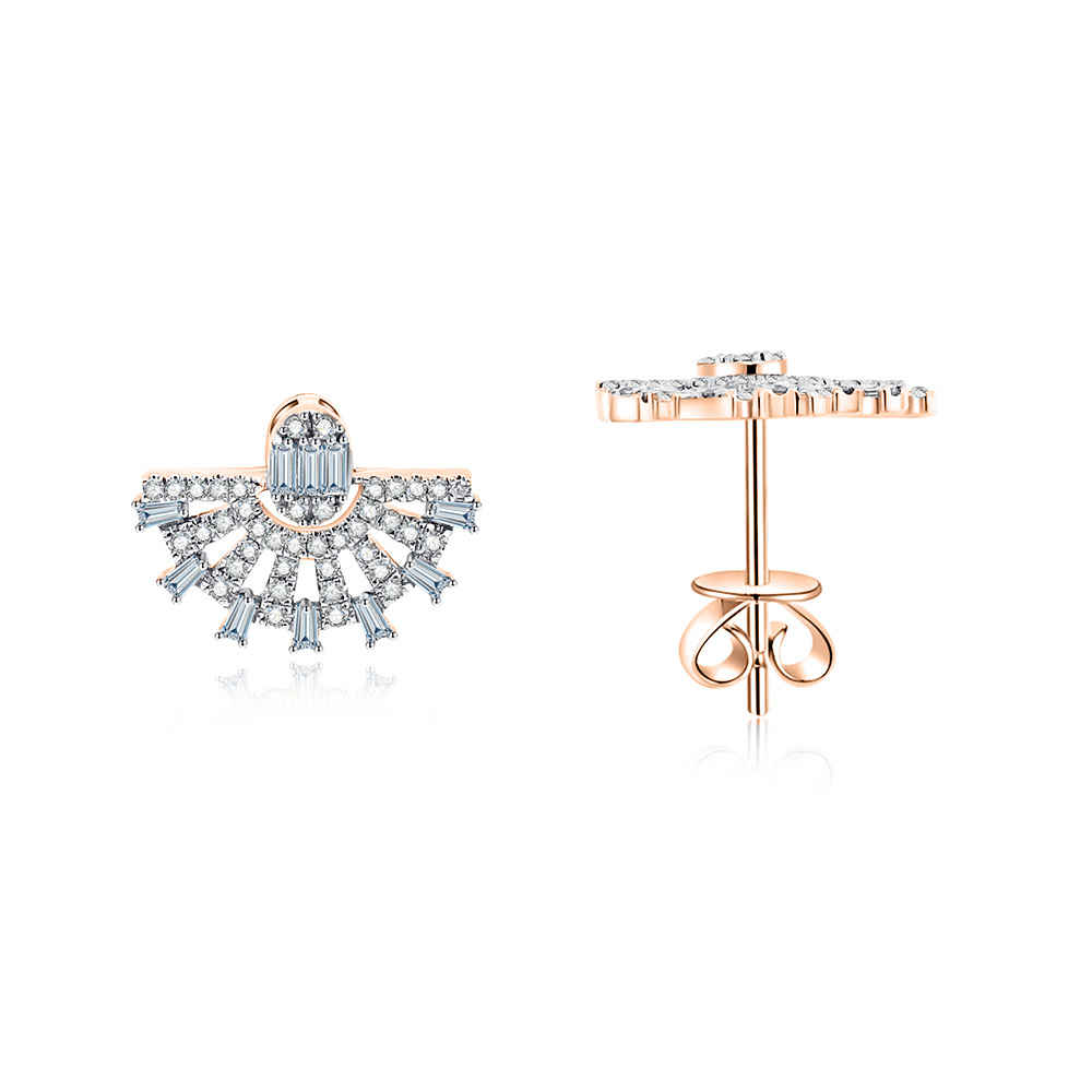 Cercei Pusete din aur roșu cu pietre Diamant