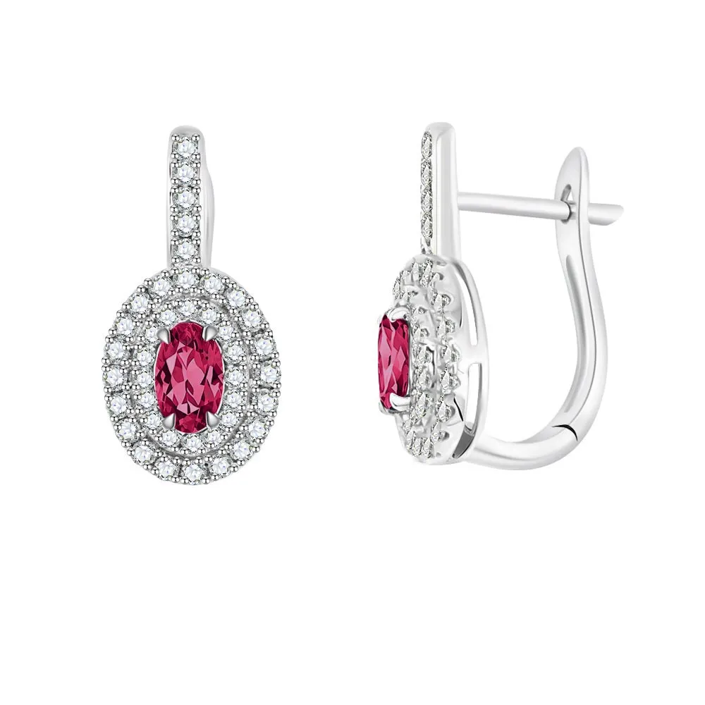 Cercei din aur alb cu Diamant, Rubin