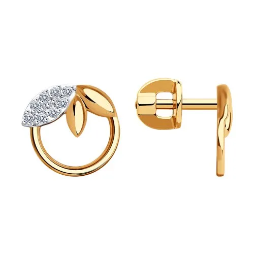 Cercei Pusete din aur roșu cu Cubic Zirconia Incolor