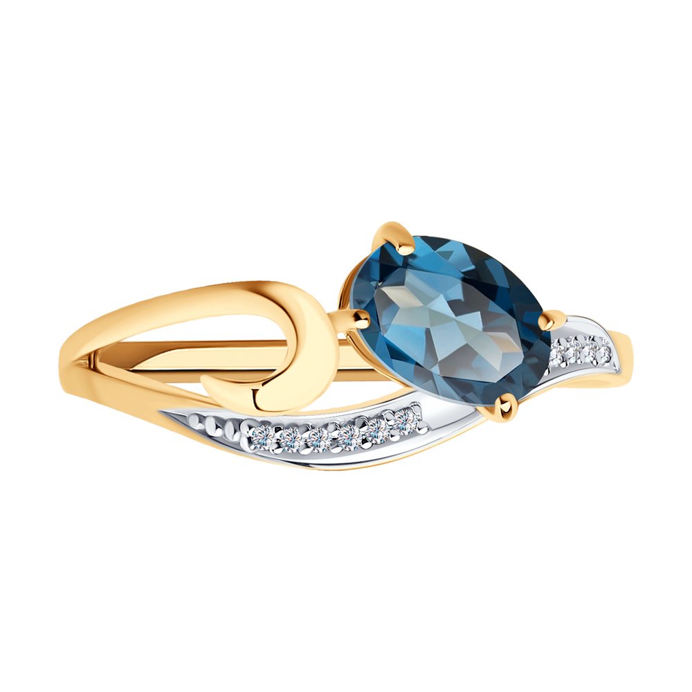Inel din aur roșu cu pietre Cubic Zirconia Incolor, Topaz London