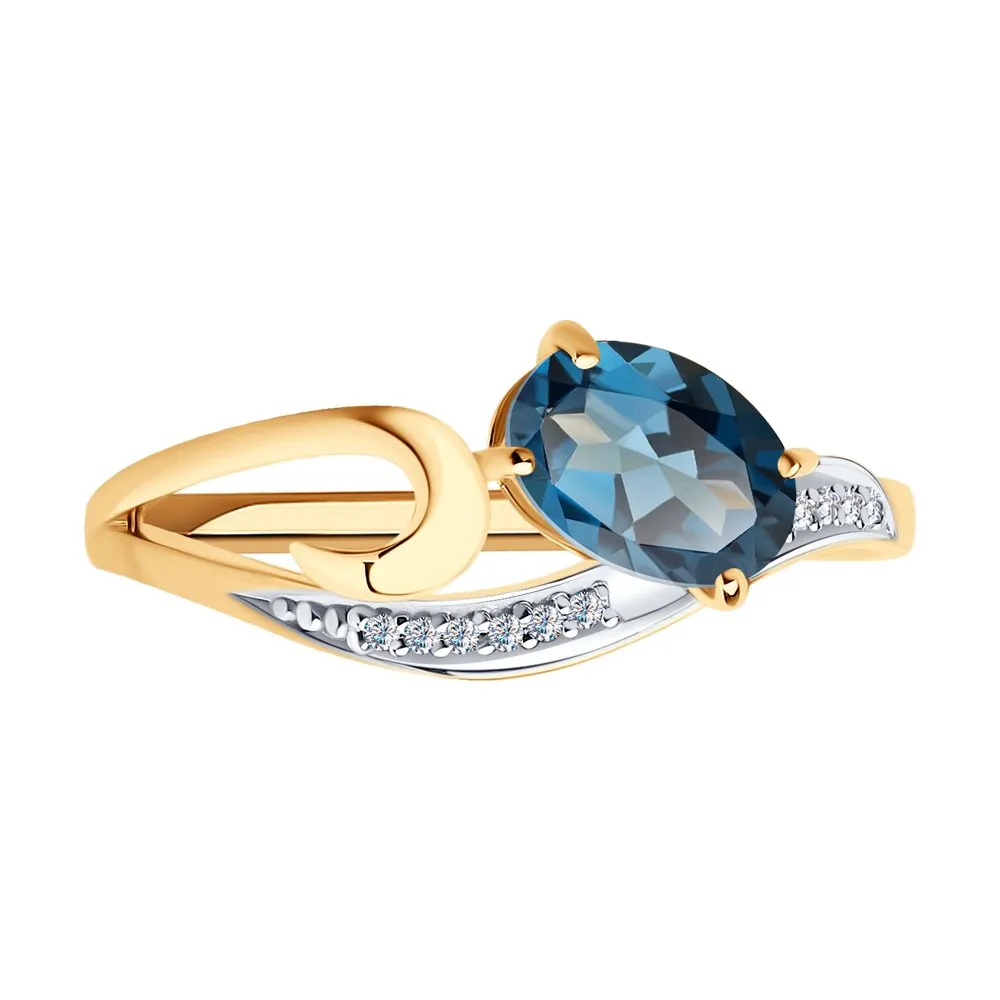Inel din aur roșu cu Cubic Zirconia Incolor, Topaz London
