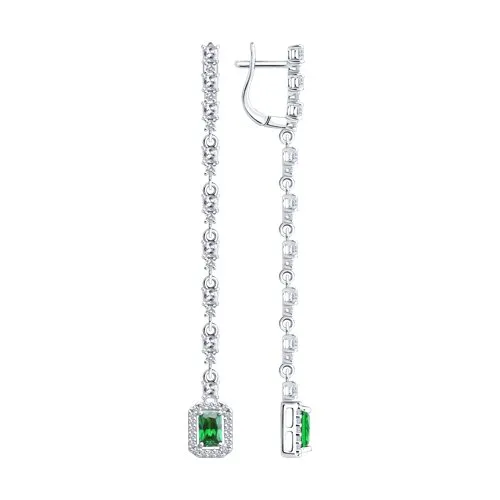 Cercei Suspendați din argint cu Cubic Zirconia Incolor, Cubic Zirconia Verde