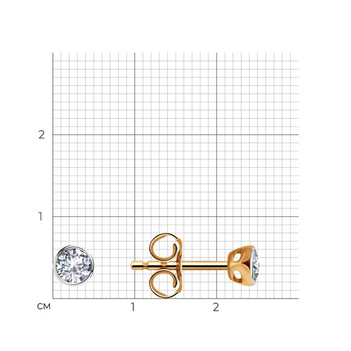 Cercei Pusete din aur roșu cu pietre Cubic Zirconia Incolor