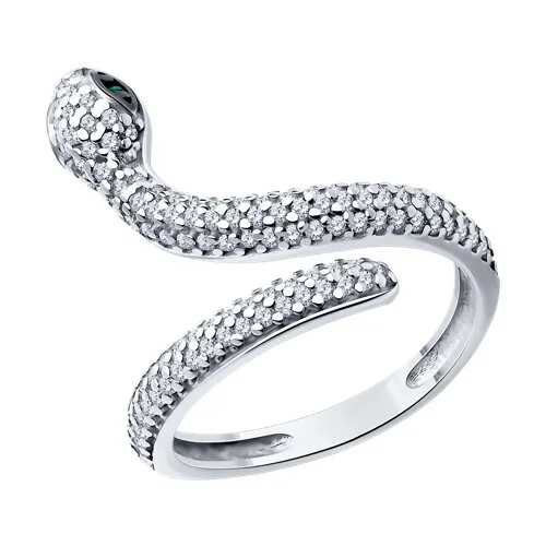 Inel din argint cu Cubic Zirconia Incolor, Cubic Zirconia Verde