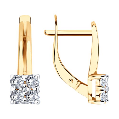 Cercei din aur roșu cu pietre Cubic Zirconia Incolor