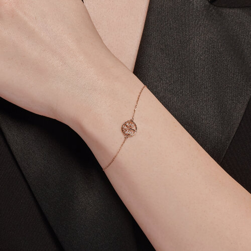 Браслет из красного золота с камнями Фианит