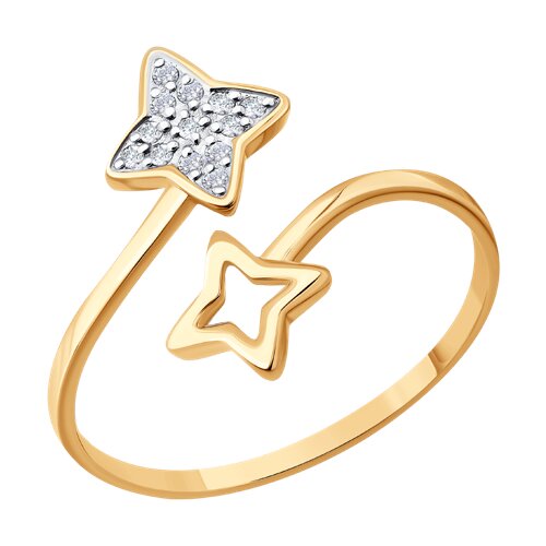 Inel din aur roșu cu pietre Cubic Zirconia Incolor