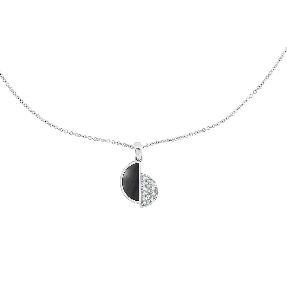 Colier din aur alb cu Diamant, Onix negru