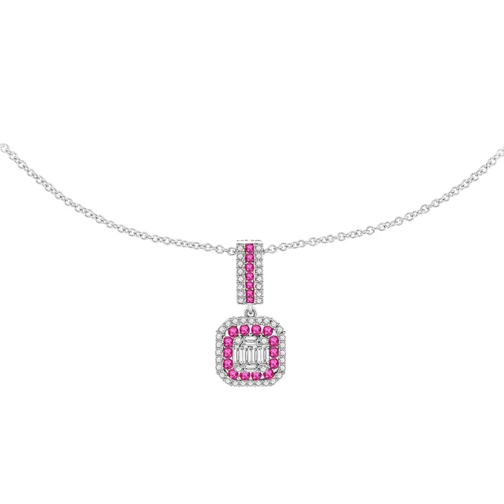Colier din aur alb cu Diamant, Rubin
