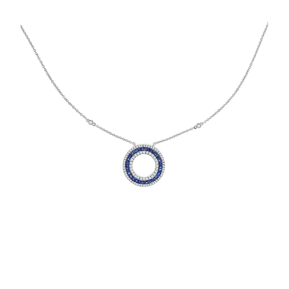 Colier din aur alb cu Diamant, Safir
