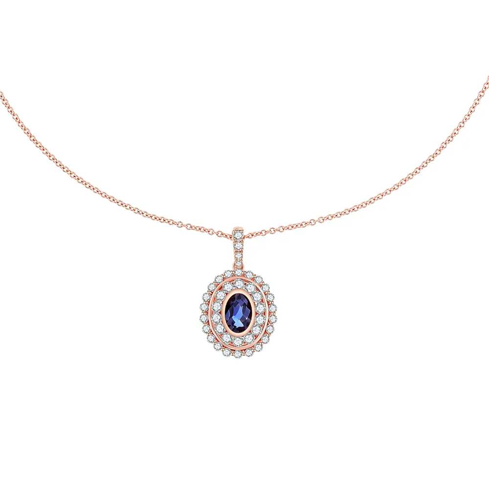 Colier din aur roșu cu Diamant, Safir