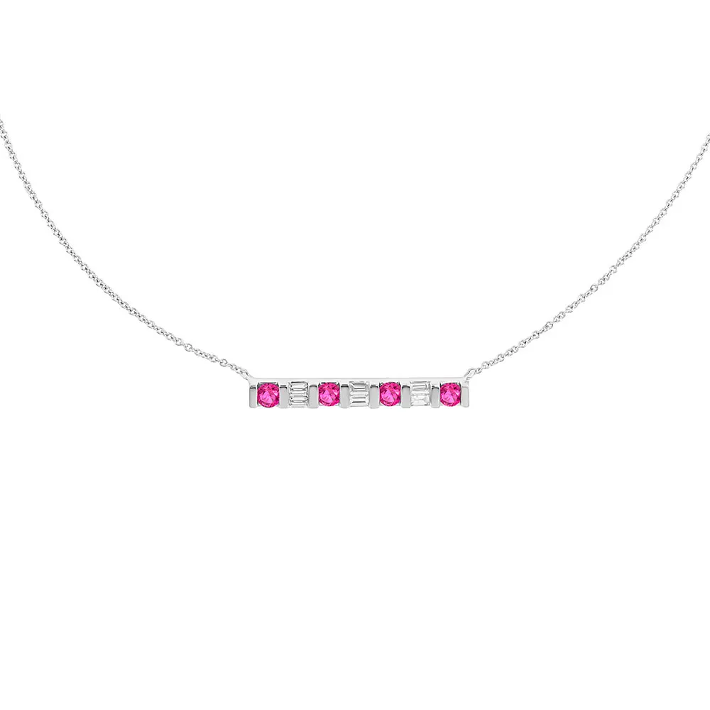 Colier din aur alb cu Diamant, Rubin