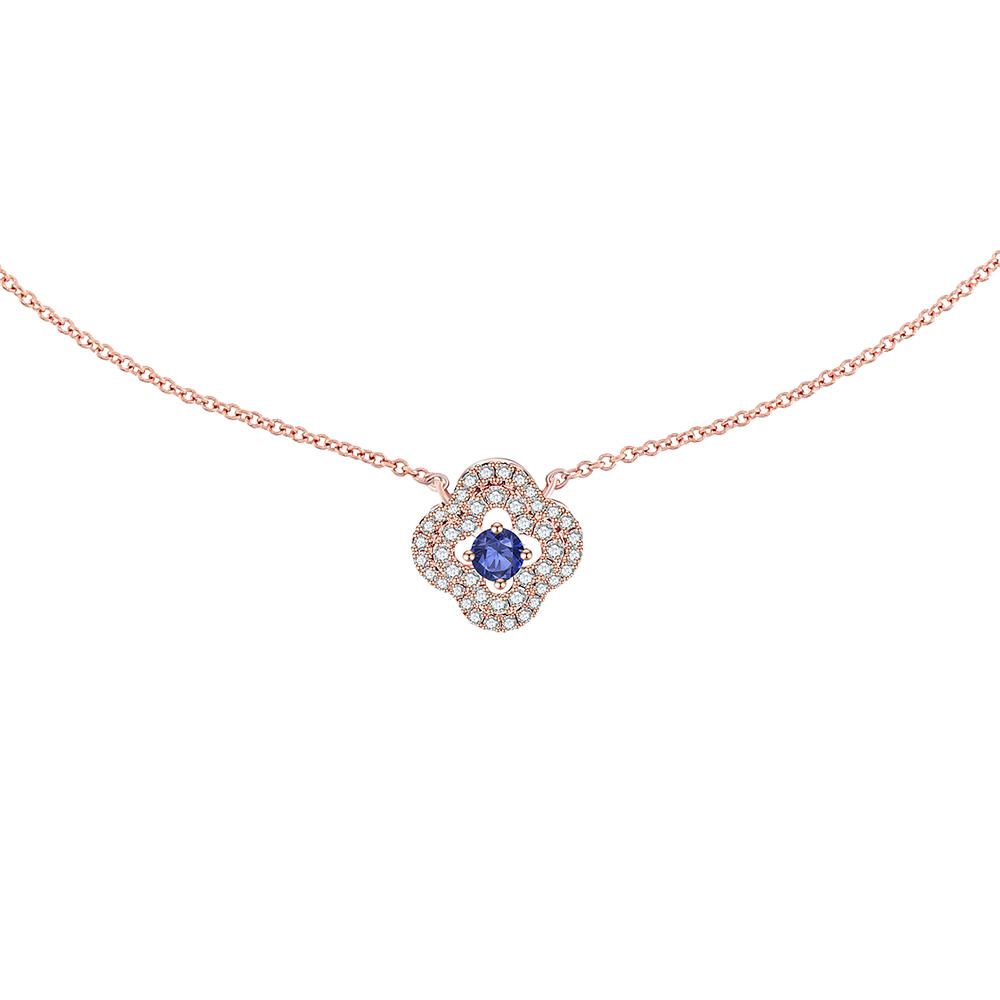 Colier din aur roșu cu Diamant, Safir