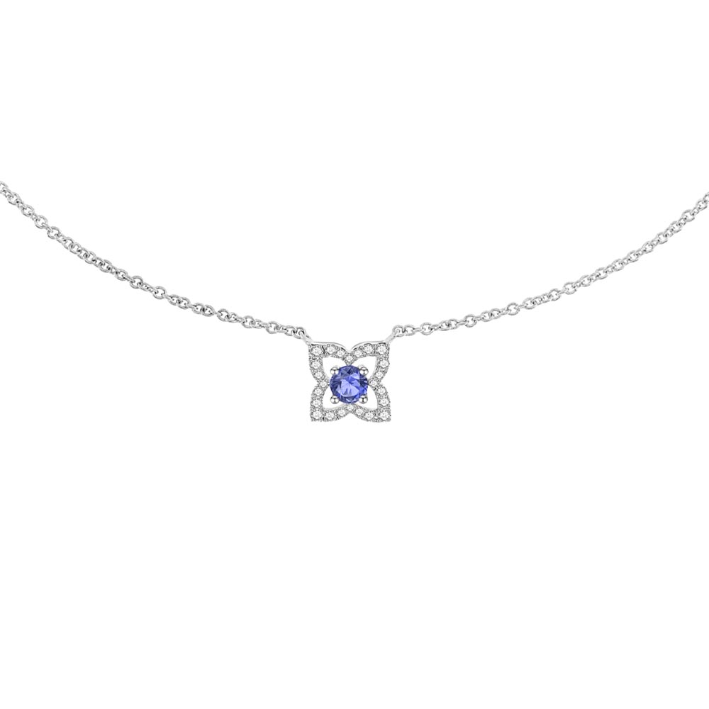Colier din aur alb cu pietre Diamant, Safir