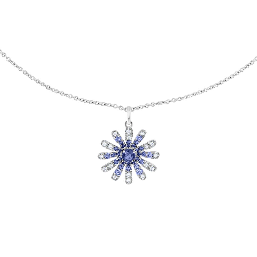 Colier din aur alb cu pietre Diamant, Safir